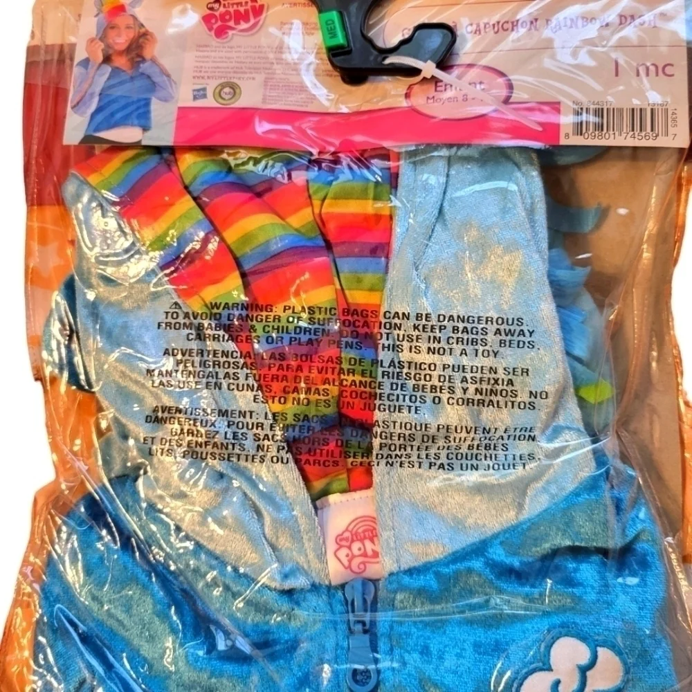 New In package child Med 8-10 Rainbow Dash Hoodie